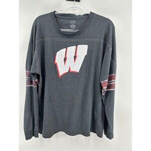Pressbox Wisconsin Badgers Mens XL Long Sleeve T-Shirt Charcoal Heather Gray